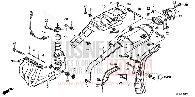 ABGAS-SCHALLDAEMPFER von CBR600RR ABS VICTORY RED (R334) von 2012